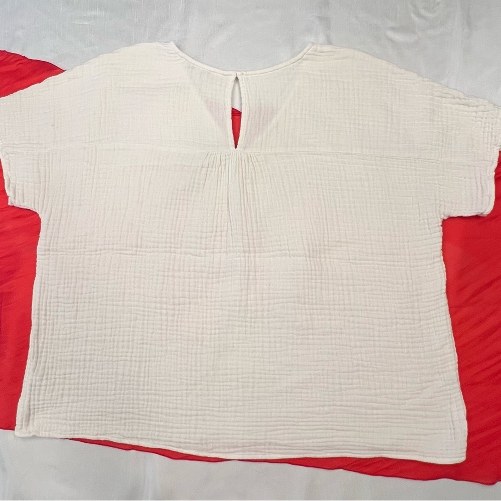 Madewell Cream Textured V-Neck Blouse - Picture 3 of 8